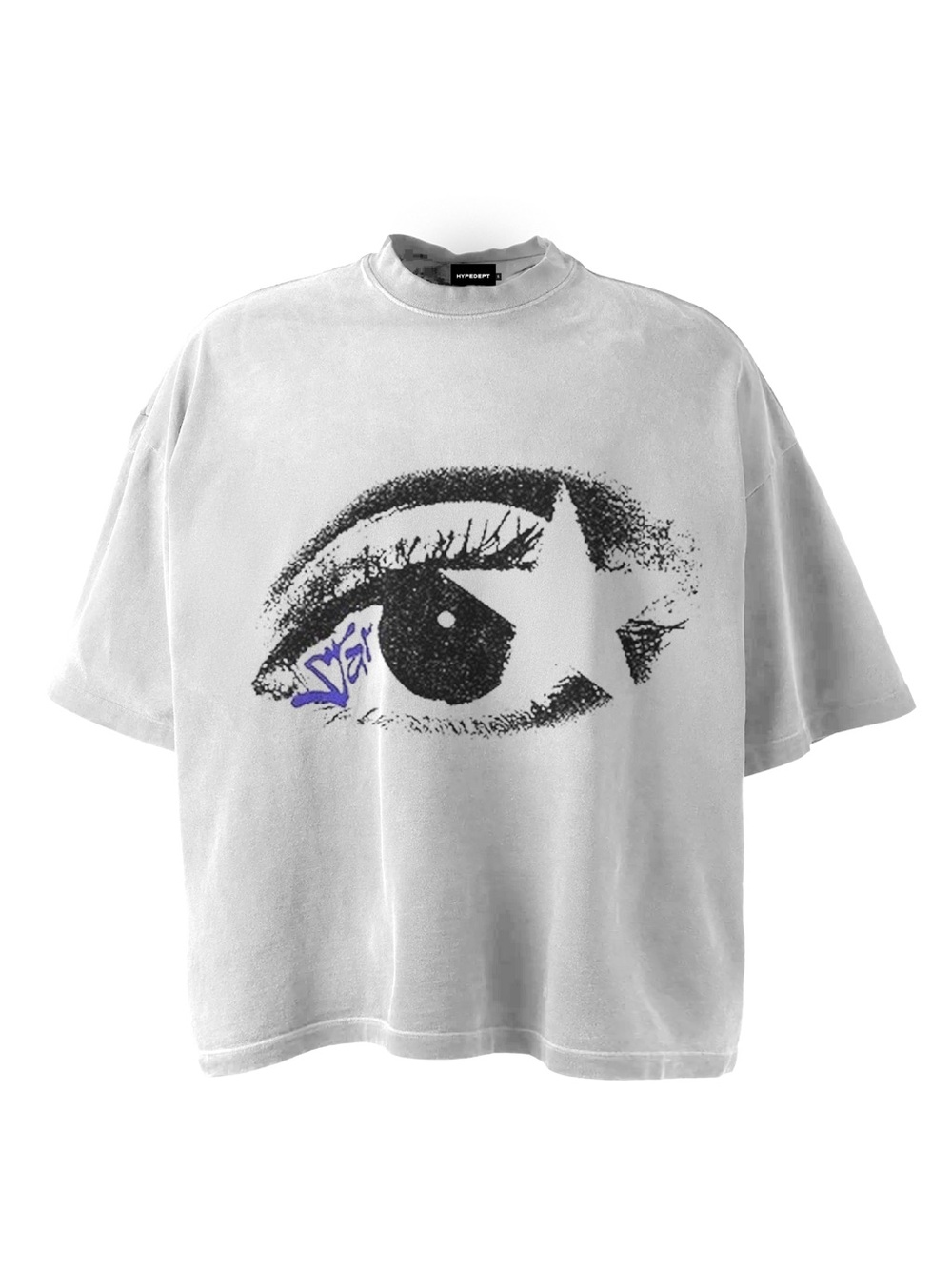 Hypedept Star Vision Graphic Tee Men Large White Crop Fit